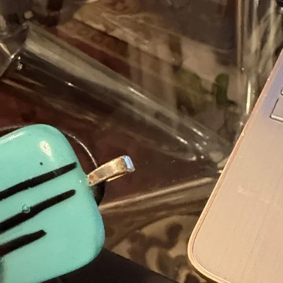 Turquoise color art glass with sterling silver 925 on clasp, Pendant Necklace - Picture 7 of 7